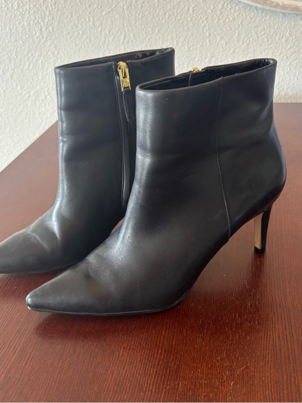 Sam Edelman Women's Size 9.5M High Heel Ankle Black Leather Boots Side Zip